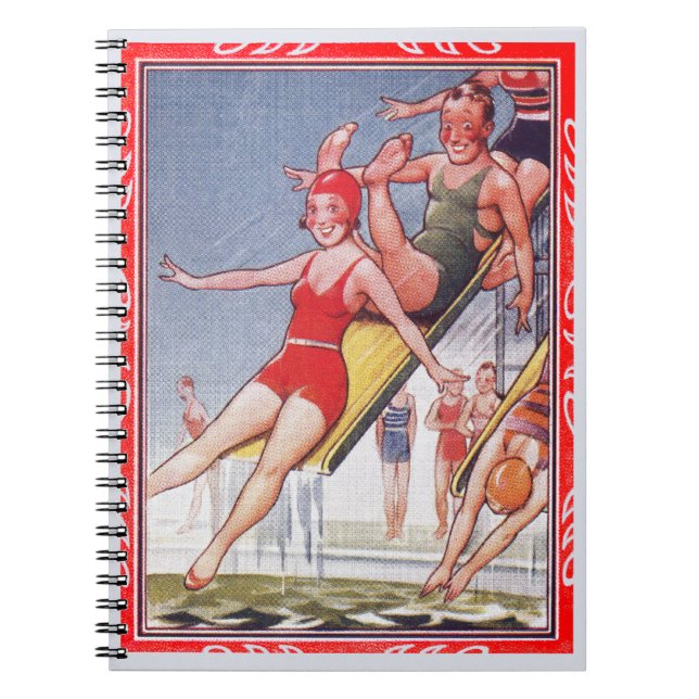 Pool Party Vintage Swimming Summer Spiral Notebook (Front)