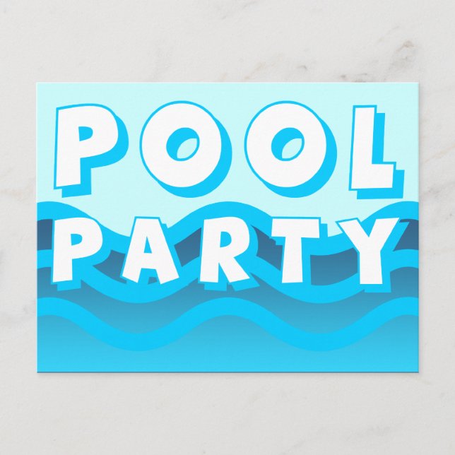 pool party waves invitation postcard (Front)