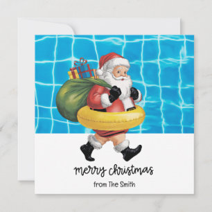 Pool Party with Santa Claus for Christmas in July Card