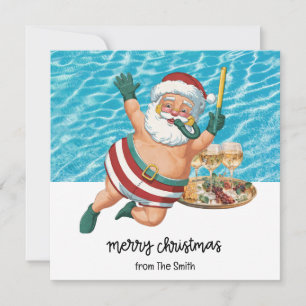 Pool Party with Santa Claus for Christmas in July Card