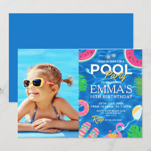 Pool Photo Birthday Party Invitation
