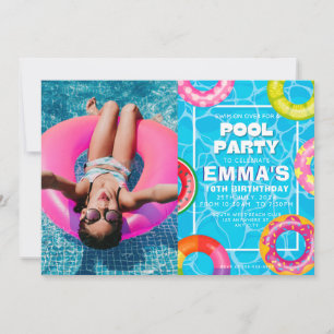 Pool Photo Birthday Party Invitation