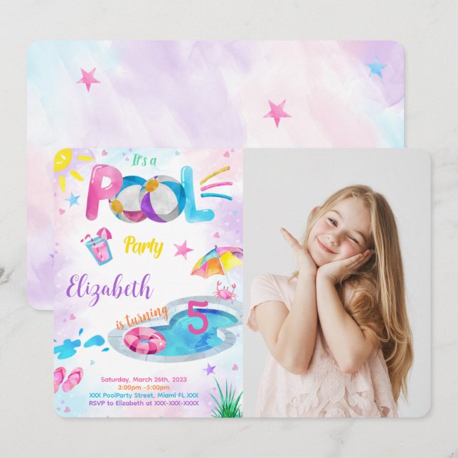 Pool Photo Invitation (Front/Back)