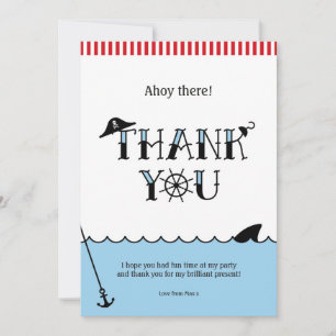 Pool Pirate Party Thank You Note Card