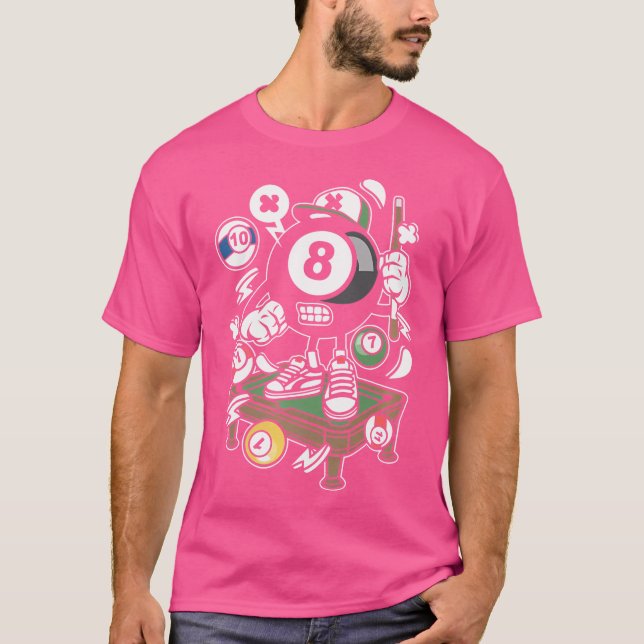 Pool Player 8 Ball Billiards T-Shirt (Front)