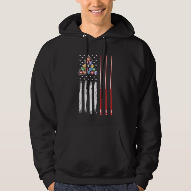 Pool Player American Flag Hoodie (Front)