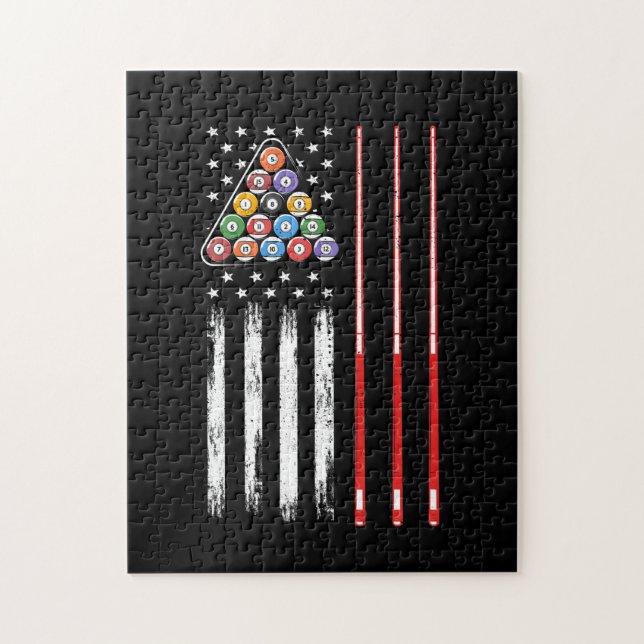 Pool Player American Flag Jigsaw Puzzle (Vertical)