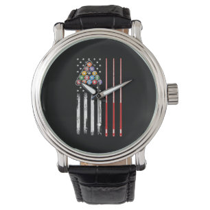Pool Player American Flag Watch