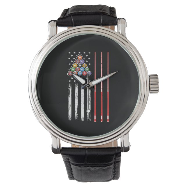 Pool Player American Flag Watch (Front)