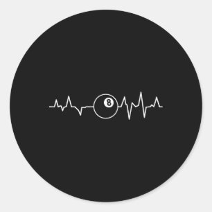 Pool Players Heartbeat Billiards 8 Ball 9 Ball Classic Round Sticker