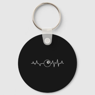 Pool Players Heartbeat Billiards 8 Ball 9 Ball  Key Ring