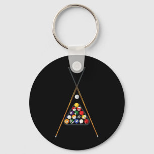 Pool Players Racked Sticks Cue Ball Billiards Art  Key Ring