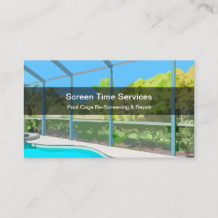 Pool Re-Screening And Repair Services Business Card