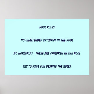 Pool Rules Poster