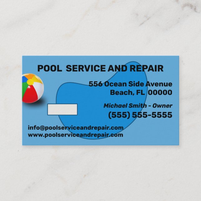 Pool Service and Repair Business Card (Front)