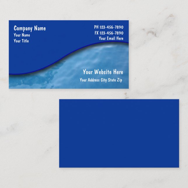 Pool Service Cards Modern Simple Business Cards (Front/Back)