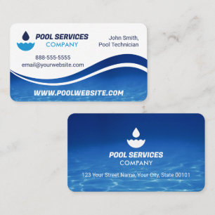 Pool Services Blue Water Wave Swimming Pool Business Card