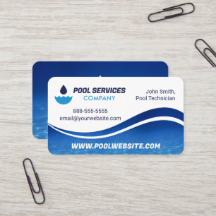 Pool Services   Blue Water Wave   Swimming Pool Business Card