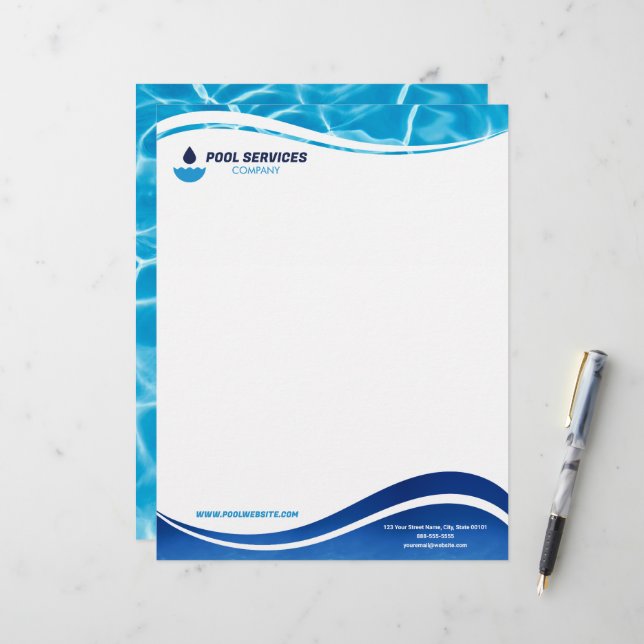 Pool Services Company Letterhead | Swimming Pools  (Front/Back In Situ)