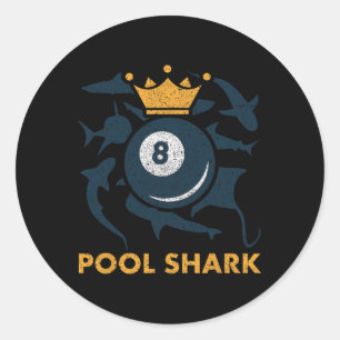 Pool Shark Billiards Pool Billiards Hall Player Ba Classic Round Sticker