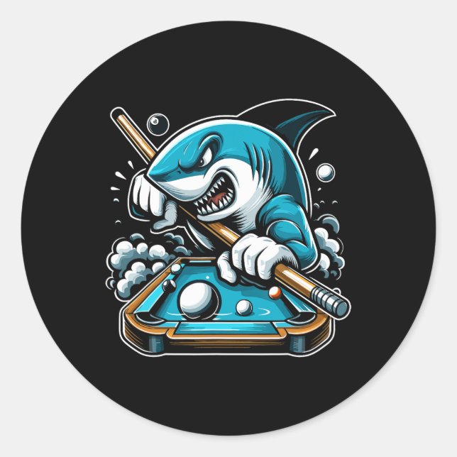Pool Shark Funny Pool Player Billiards Billiard 8- Classic Round Sticker (Front)