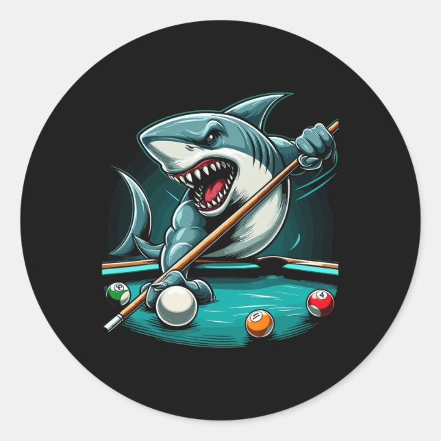 Pool Shark Funny Pool Player Billiards Billiard 8- Classic Round Sticker (Front)