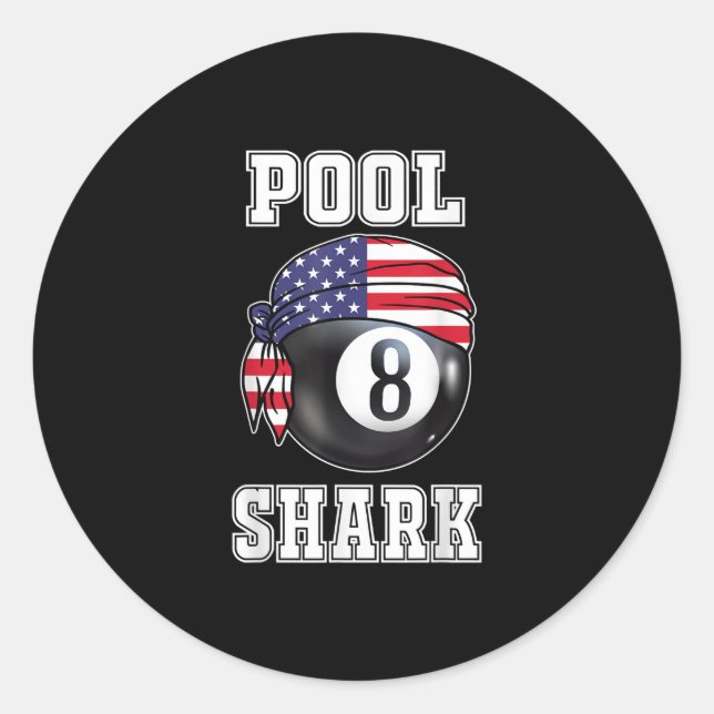 Pool Shark Jersey Cool Gift Top Bar Billiards Classic Round Sticker (Front)