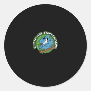 Pool Shark Quit Talking Start Chalking Long Sleeve Classic Round Sticker