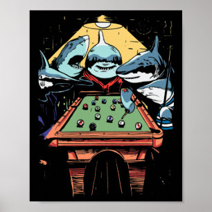 Pool Sharks Shark Billiards Game  Poster