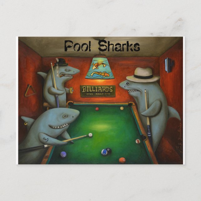 Pool Sharks with Lettering Postcard (Front)