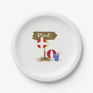 Pool Sign Paper Plate