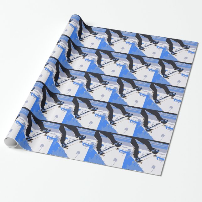 Pool Skating Skateboard Wrapping Paper (Unrolled)