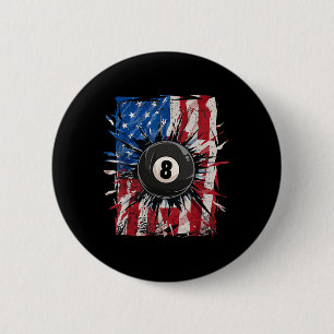 Pool Snooker Billiards Player 8 Ball Usa American  6 Cm Round Badge