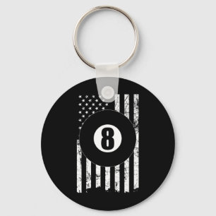 Pool Snooker Billiards Player 8 Ball Usa American Key Ring