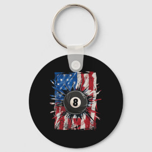 Pool Snooker Billiards Player 8 Ball Usa American Key Ring