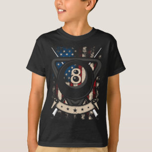 Pool Snooker Billiards Player 8 Ball Usa American T-Shirt