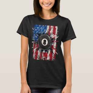 Pool Snooker Billiards Player 8 Ball USA American T-Shirt