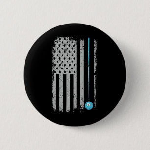 Pool Stick Billiards 8 Ball Vintage Usa American F 6 Cm Round Badge