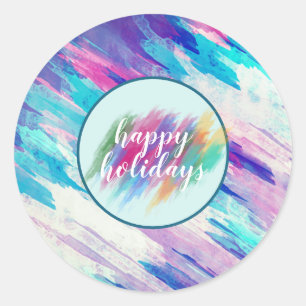Pool Summer Holiday Teal Blue Watercolor Splatter Classic Round Sticker