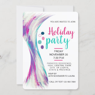 Pool Summer Holiday Teal Blue Watercolor Splatter Invitation
