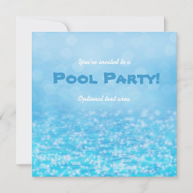 Pool Swim Sparkling Water Beach Party Invitation (Front)