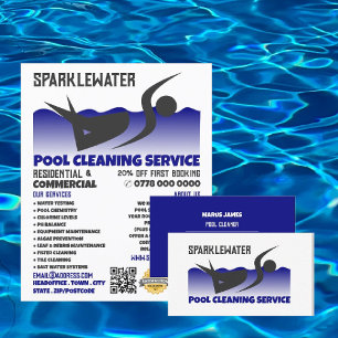 Pool Swimmer Design, Swimming Pool Cleaner Business Card