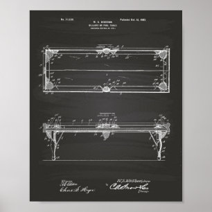 Pool Table 1902 Patent Art - Chalkboard Poster