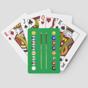 Pool Table and Balls Playing Cards