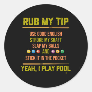 Pool Table Billiard Player Sports Billiard Gift Classic Round Sticker