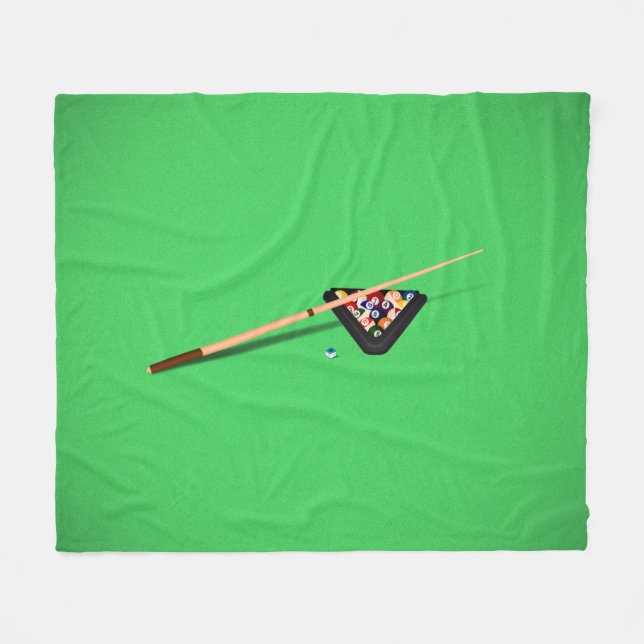 Pool Table Cue Stick and Balls Fleece Blanket (Front (Horizontal))