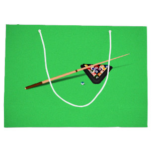 Pool Table Cue Stick and Balls Large Gift Bag