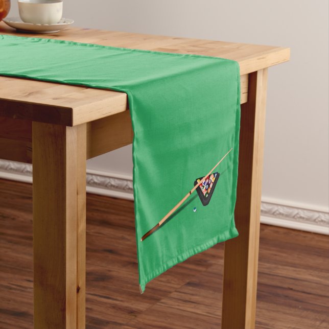 Pool Table Cue Stick and Balls Long Table Runner (In Situ)