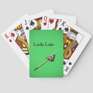 Pool Table Cue Stick and Balls Playing Cards