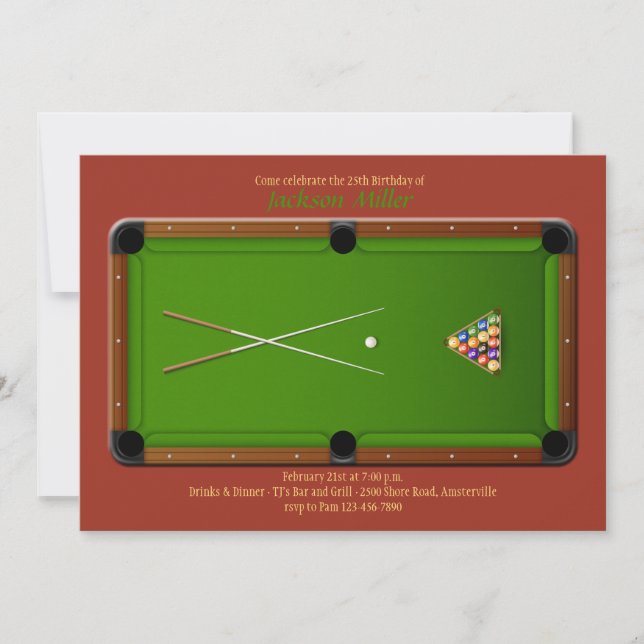 Pool Table Invitation (Front)